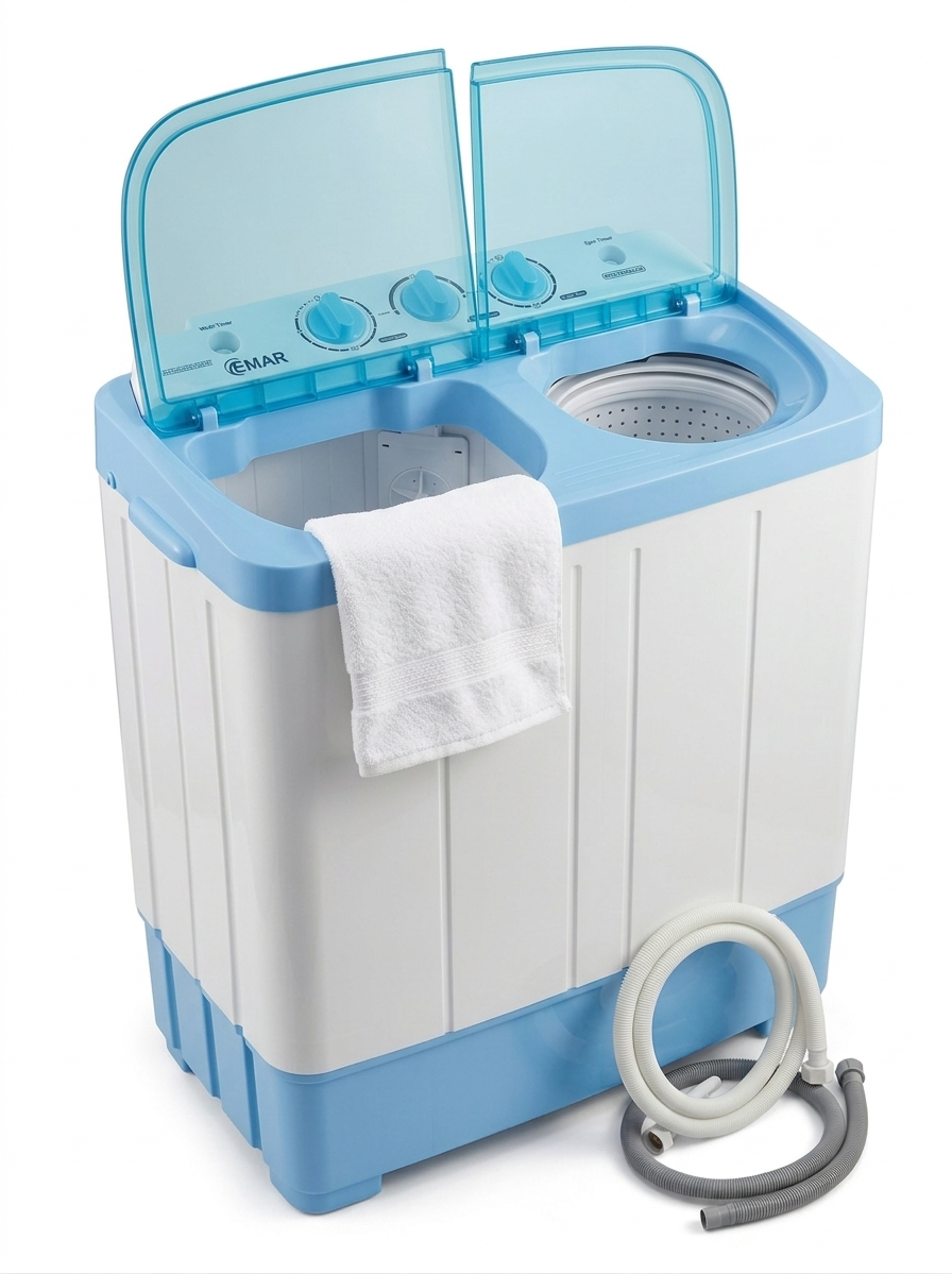 Laveuse-Essoreuse EMAR 7.2KG â La Solution Compacte & Puissante pour un Linge Impeccable !