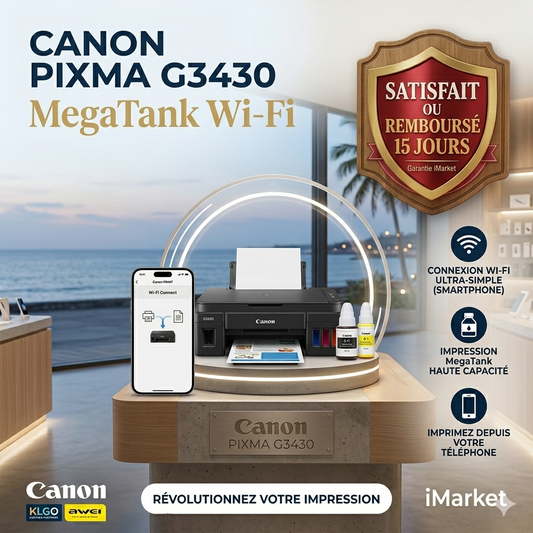Imprimante CANON PIXMA G3430 MegaTank — 3-en-1 Wi-Fi : Imprimez sans câbles depuis votre Smartphone !