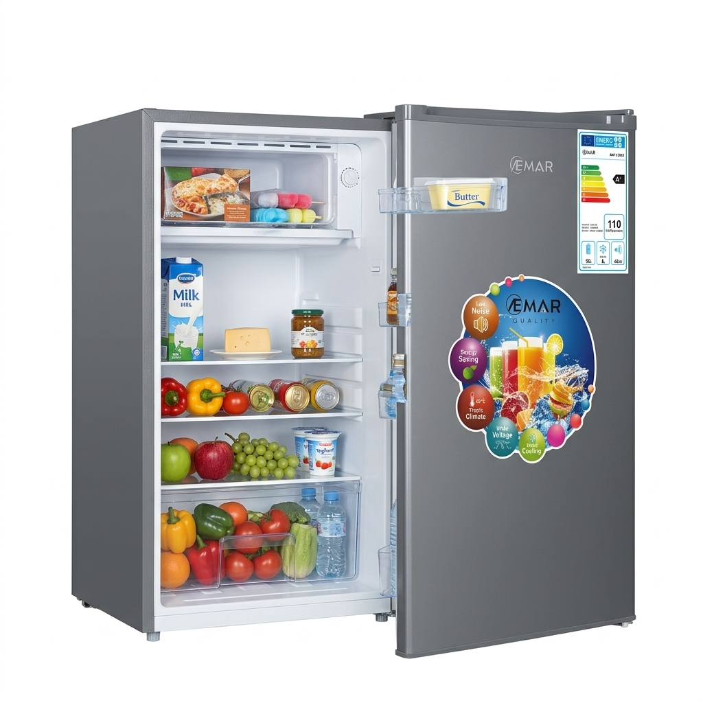 Réfrigérateur Compact AEMAR Premium — Finition Gris Métallisé & Basse Consommation : Le Frais Intelligent à portée de main !