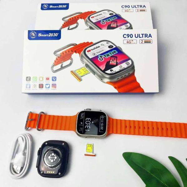 Smart Watch C90 ULTRA 4G — Android Complet au Poignet : TikTok, YouTube & WhatsApp avec Carte SIM !