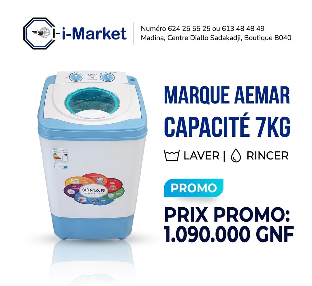 Machine à Laver AEMAR 7KG — Lavage & Rinçage Rapides : La Performance Compacte pour un Quotidien Simplifié !