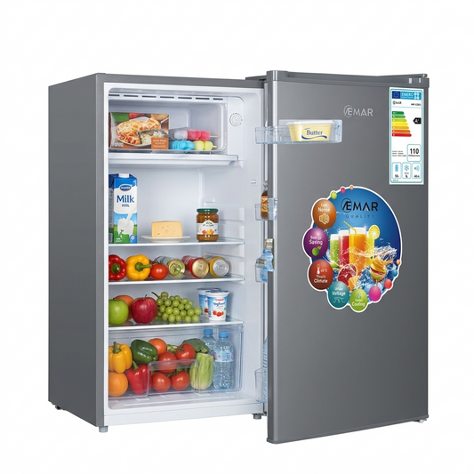 Réfrigérateur Compact AEMAR Premium — Finition Gris Métallisé & Basse Consommation : Le Frais Intelligent à portée de main !