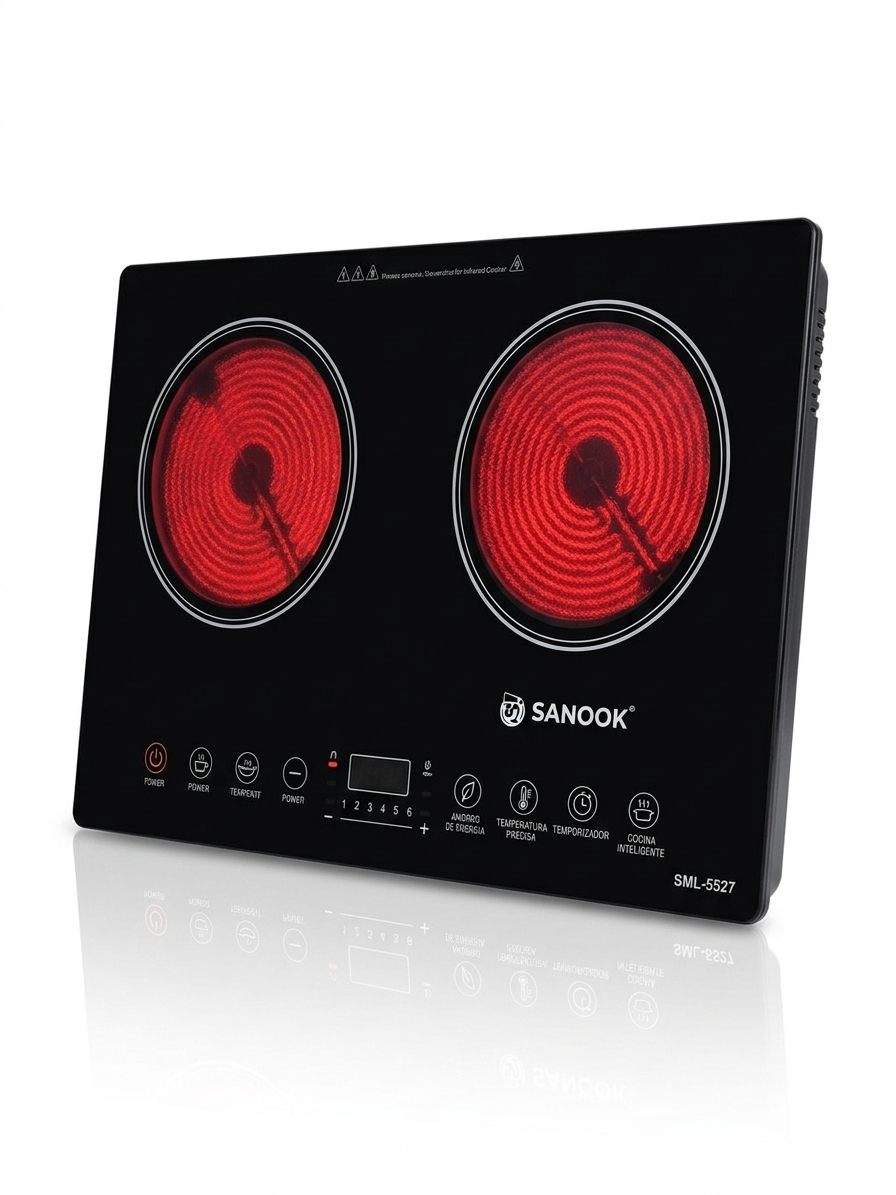 Plaque Infrarouge Double SANOOK 7000W — Cuisson Ultra-Rapide & Sécurisée : La Révolution dans votre Cuisine !